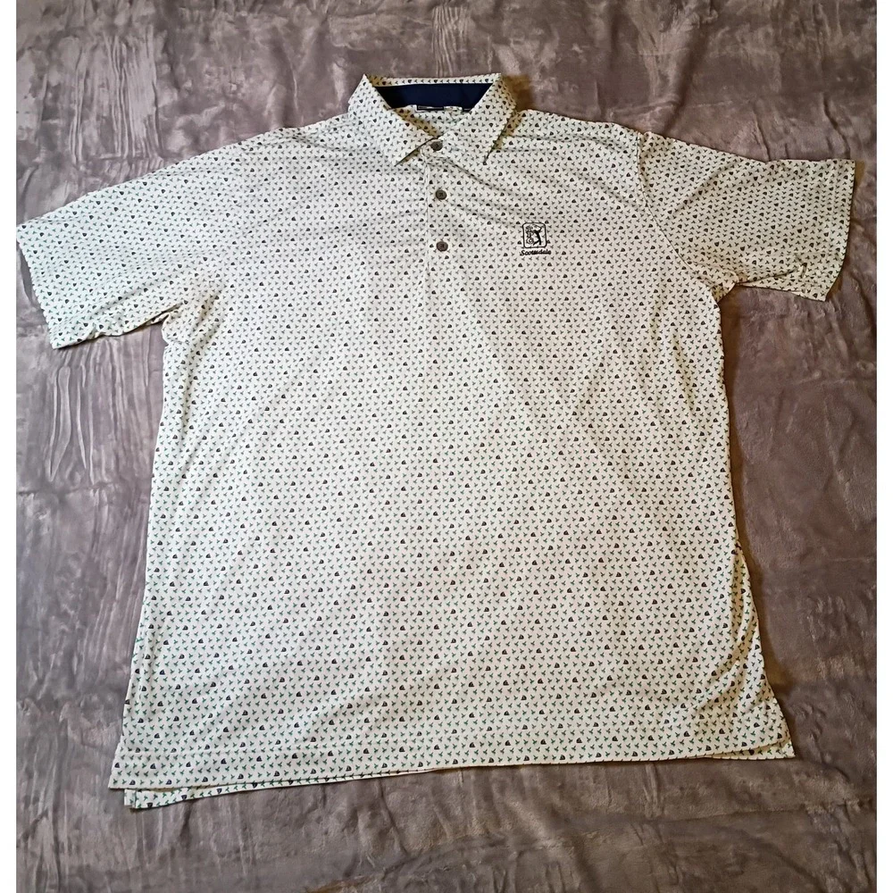 FootJoy TPC Scottsdale Mens 2XL Golf Polo Shirt White Sailboat Palm Tree Print